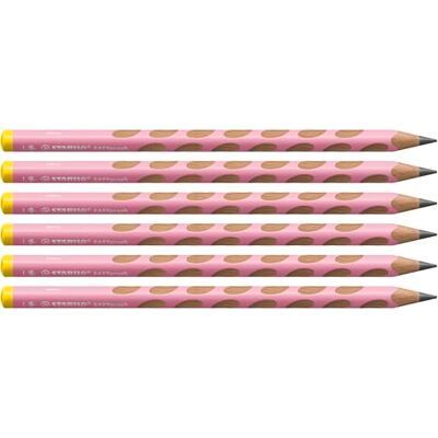 STABILO Ergonomischer Dreikant-Bleistift für Linkshänder EASYgraph in pastellpink 6er Pack Härtegrad HB STABILO Ergonomischer Dreikant-Bleistift für Linkshänder EASYgraph in pastellpink 6er Pack Härtegrad HB
