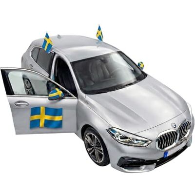 Sonia Originelli Auto Fahnen Schweden Set 2 x Autofahne, 2 x Überzieher Außenspiegel & 2 x Magnetfahnen, Fußball Fanartikel FZG für EM & WM, Schwedische Flagge Fahrzeug Deko Sonia Originelli Auto Fahnen Schweden Set 2 x Autofahne, 2 x Überzieher Außenspiegel & 2 x Magnetfahnen, Fußball Fanartikel FZG für EM & WM, Schwedische Flagge Fahrzeug Deko