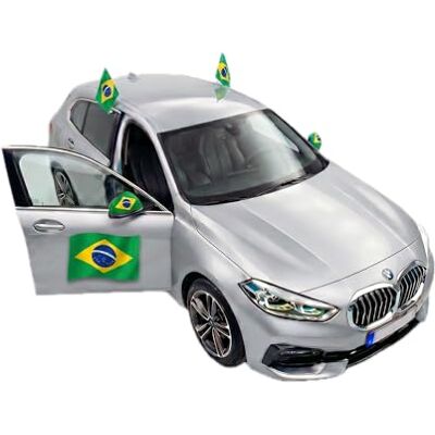 Sonia Originelli Auto Fahnen Brasilien Set 2 x Autofahne, 2 x Überzieher Außenspiegel & 2 x Magnetfahnen, Fußball Fanartikel FZG für EM & WM, Brasilianische Flagge Fahrzeug Deko Sonia Originelli Auto Fahnen Brasilien Set 2 x Autofahne, 2 x Überzieher Außenspiegel & 2 x Magnetfahnen, Fußball Fanartikel FZG für EM & WM, Brasilianische Flagge Fahrzeug Deko