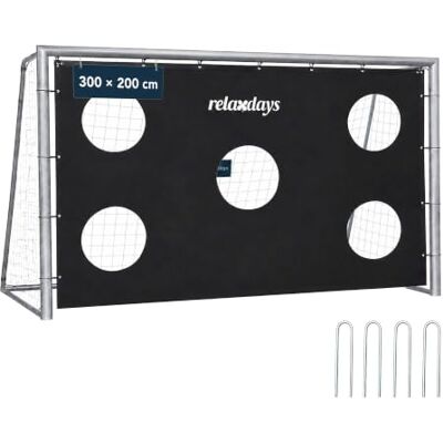 Relaxdays Fußballtor, ohne oder mit Torwand, PE-Netz & Stahl, grau mit Erdhaken, Garten, großes Spieltor, Größenwahl Relaxdays Fußballtor, ohne oder mit Torwand, PE-Netz & Stahl, grau mit Erdhaken, Garten, großes Spieltor, Größenwahl