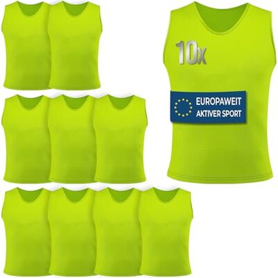 OMKA Markierungshemd 10er Set 10x Stück Trainingsleibchen Teamsport Pack – Atmungsaktives Leibchen – Fußball Handball Rugby Basketball – Unbedruckt & ideal für Beflockung in OMKA Markierungshemd 10er Set 10x Stück Trainingsleibchen Teamsport Pack – Atmungsaktives Leibchen – Fußball Handball Rugby Basketball – Unbedruckt & ideal für Beflockung in