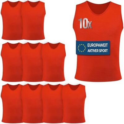 OMKA Markierungshemd 10er Set 10x Stück Trainingsleibchen Teamsport Pack – Atmungsaktives Leibchen – Fußball Handball Rugby Basketball – Unbedruckt & ideal für Beflockung in OMKA Markierungshemd 10er Set 10x Stück Trainingsleibchen Teamsport Pack – Atmungsaktives Leibchen – Fußball Handball Rugby Basketball – Unbedruckt & ideal für Beflockung in
