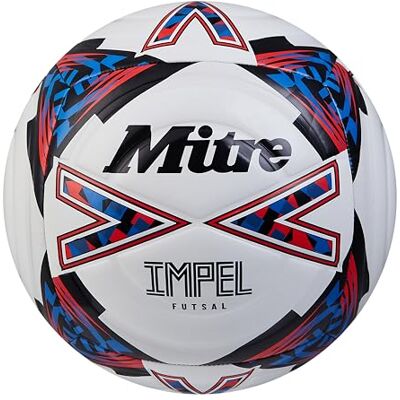 Mitre Impel Futsal-Ball Hallenfußball Fußball mit geringer Sprungkraft Fußball, Weiß/Schwarz/Bib-Rot, 4 Mitre Impel Futsal-Ball Hallenfußball Fußball mit geringer Sprungkraft Fußball, Weiß/Schwarz/Bib-Rot, 4