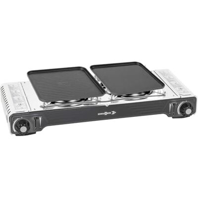 BRUNNER Gaskocher Zweiflammig DEVIL DOUBLE SD Zündsicherung Gas-Kartuschen Camping-Kocher Zweiflammig Edelstahl DEVIL DOUBLE SD Zündsicherung für Ventil-Kartuschen Piezozündung + 2x Grillplatten BRUNNER Gaskocher Zweiflammig DEVIL DOUBLE SD Zündsicherung Gas-Kartuschen Camping-Kocher Zweiflammig Edelstahl DEVIL DOUBLE SD Zündsicherung für Ventil-Kartuschen Piezozündung + 2x Grillplatten