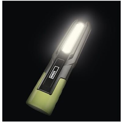 Emos wiederaufladbare LED-Arbeitsleuchte, beständige Werkstattlampe mit 2 Lichtquellen, Haken und Magnet, 500lm, 30m Leuchtweite, 2000 mAh Li-ion Akku mit 6h Leuchtdauer und Ladekabel, 3 Lichtmodi Emos wiederaufladbare LED-Arbeitsleuchte, beständige Werkstattlampe mit 2 Lichtquellen, Haken und Magnet, 500lm, 30m Leuchtweite, 2000 mAh Li-ion Akku mit 6h Leuchtdauer und Ladekabel, 3 Lichtmodi