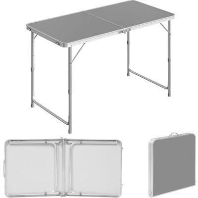 WOLTU Klapptisch Campingtisch 120x60cm, höhenverstellbar, Grau klappbarer Gartentisch aus Alu und MDF, für Camping, Garten, Feste und Märkte WOLTU Klapptisch Campingtisch 120x60cm, höhenverstellbar, Grau klappbarer Gartentisch aus Alu und MDF, für Camping, Garten, Feste und Märkte