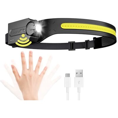 Lepro Stirnlampe LED Wiederaufladbar, COB Kopflampe mit 5 Modi & sensor 5 Lichtmodi, IP44 Wasserdicht Stirnleuchte, 230° Weitwinkel mit Bewegungssensor, Ideal für Laufen, Joggen, Angeln, Camping Lepro Stirnlampe LED Wiederaufladbar, COB Kopflampe mit 5 Modi & sensor 5 Lichtmodi, IP44 Wasserdicht Stirnleuchte, 230° Weitwinkel mit Bewegungssensor, Ideal für Laufen, Joggen, Angeln, Camping