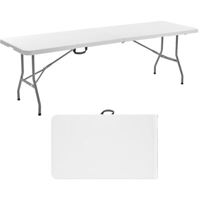 VEVOR Klapptisch Buffettisch tragbarer Allzwecktisch 244 cm, rechteckiger Kunststofftisch (für 6-8 Personen) mit integriertem Griff, Gartentisch Campingtisch für Partys Picknick Camping, weiß VEVOR Klapptisch Buffettisch tragbarer Allzwecktisch 244 cm, rechteckiger Kunststofftisch (für 6-8 Personen) mit integriertem Griff, Gartentisch Campingtisch für Partys Picknick Camping, weiß