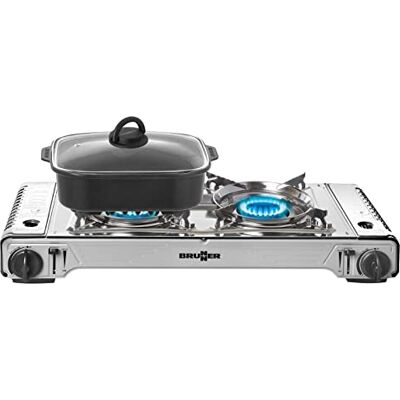 BRUNNER Camping-Kocher Zweiflammig DEVIL DOUBLE GRILL für Gas-Kartuschen 2-in-1 Tisch Camping-Kocher Edelstahl Gasgrill & Gaskocher für Ventil-Kartuschen +Bratpfanne Wohnwagen, Wohnmobil, Boot BRUNNER Camping-Kocher Zweiflammig DEVIL DOUBLE GRILL für Gas-Kartuschen 2-in-1 Tisch Camping-Kocher Edelstahl Gasgrill & Gaskocher für Ventil-Kartuschen +Bratpfanne Wohnwagen, Wohnmobil, Boot