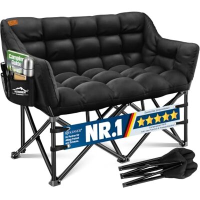 KESSER ® Campingsofa faltbar 3 Personen, 400kg Campingcouch breit gepolstert mit Seitentaschen & Tasche, Faltsofa, Campingstuhl für Indoor & Outdoor, Camping, Festival, Angeln & Garten, Schwarz KESSER ® Campingsofa faltbar 3 Personen, 400kg Campingcouch breit gepolstert mit Seitentaschen & Tasche, Faltsofa, Campingstuhl für Indoor & Outdoor, Camping, Festival, Angeln & Garten, Schwarz