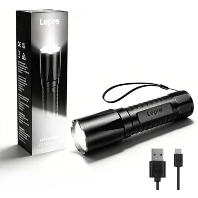 Lepro Lighting EVER Taschenlampe LED Aufladbar, 5 Modi mit Speicherfunktion Mini Taschenlampe, Lange Akkulaufzeit, Taschenlampe Kinder IPX4 Wasserdicht für Camping, Outdoor-Aktivitäten und Notfälle Lepro Lighting EVER Taschenlampe LED Aufladbar, 5 Modi mit Speicherfunktion Mini Taschenlampe, Lange Akkulaufzeit, Taschenlampe Kinder IPX4 Wasserdicht für Camping, Outdoor-Aktivitäten und Notfälle