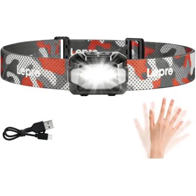 Lepro 5W Stirnlampe LED Wiederaufladbar, Dual Power Kopflampe mit Sensor Stirnlampe mit USB-C und 3 AAA (Nicht Enthalten), 10 Lichtmodi & Rotlicht, IPX4 Wasserdicht Stirnlampen für Joggen & Camping Lepro 5W Stirnlampe LED Wiederaufladbar, Dual Power Kopflampe mit Sensor Stirnlampe mit USB-C und 3 AAA (Nicht Enthalten), 10 Lichtmodi & Rotlicht, IPX4 Wasserdicht Stirnlampen für Joggen & Camping
