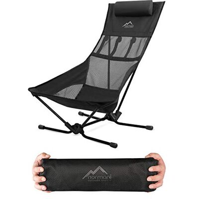 normani Ultraleichter Strandstuhl Campingstuhl 2-in-1 Beachchair oder Campingliege verstellbare Rückenlehne mit Kopfkissen 7075 Aluminium Rahmengestell Schwarz 76 cm × 64 cm × 100 cm, 1 Stück normani Ultraleichter Strandstuhl Campingstuhl 2-in-1 Beachchair oder Campingliege verstellbare Rückenlehne mit Kopfkissen 7075 Aluminium Rahmengestell Schwarz 76 cm × 64 cm × 100 cm, 1 Stück