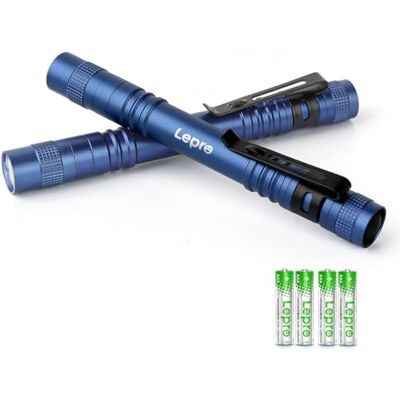 Lepro Taschenlampe (2 Stück), Mini LED Stiftlampe mit 3 Modi, Blau IPX4 Stiftlampe, Handheld Taschenlampe Klein Inklusive 2 AAA-Batterien, perfekt für Inspektion, Arbeit, Reparatur Lepro Taschenlampe (2 Stück), Mini LED Stiftlampe mit 3 Modi, Blau IPX4 Stiftlampe, Handheld Taschenlampe Klein Inklusive 2 AAA-Batterien, perfekt für Inspektion, Arbeit, Reparatur