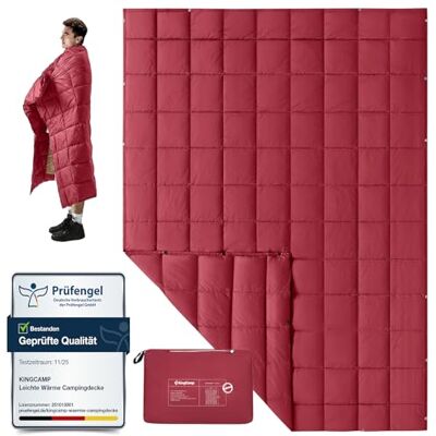 KingCamp Campingdecke, warme multifunktionale kompakte Reisedecke 175×135cm Outdoor Decke mit Druckknopf, wasserabweisend mit kleinem Packmaß, für Camping, Wandern, Reisen, Picknick und Auto, Weinrot KingCamp Campingdecke, warme multifunktionale kompakte Reisedecke 175×135cm Outdoor Decke mit Druckknopf, wasserabweisend mit kleinem Packmaß, für Camping, Wandern, Reisen, Picknick und Auto, Weinrot