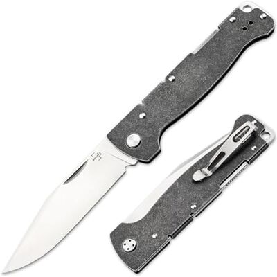 BÖKER PLUS Atlas Big großes EDC Vollmetall Zweihandmesser 42a konform Ganzstahl EDC Taschenmesser mit extra scharfer 9 cm Sandvik Klinge Klappmesser stabil mit Edelstahl-Griff Black Stonewash BÖKER PLUS Atlas Big großes EDC Vollmetall Zweihandmesser 42a konform Ganzstahl EDC Taschenmesser mit extra scharfer 9 cm Sandvik Klinge Klappmesser stabil mit Edelstahl-Griff Black Stonewash