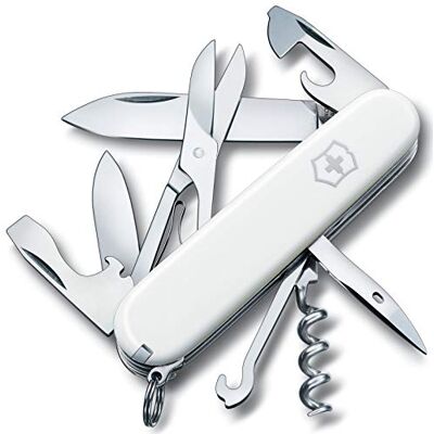 Victorinox Schweizer Taschenmesser, Climber, Multitool, Swiss Army Knife, 14 Funktionen, Klinge, Korkenzieher, Dosenöffner, Weiss Victorinox Schweizer Taschenmesser, Climber, Multitool, Swiss Army Knife, 14 Funktionen, Klinge, Korkenzieher, Dosenöffner, Weiss