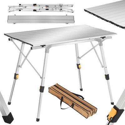 WOLTU Campingtisch faltbar, Klapptisch höhenverstellbar, Silber, 90x52cm Gartentisch aus Alu, mit aufrollbarer Tischplatte, für Camping Garten Picknick Strand WOLTU Campingtisch faltbar, Klapptisch höhenverstellbar, Silber, 90x52cm Gartentisch aus Alu, mit aufrollbarer Tischplatte, für Camping Garten Picknick Strand