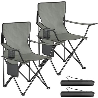 WOLTU Campingstuhl faltbar 2er Set, mit Getränkehalter & Netztasche Angelstuhl bis 120 kg Belastbar, für Camping Angeln Picknicks Strand, Dunkelgrau WOLTU Campingstuhl faltbar 2er Set, mit Getränkehalter & Netztasche Angelstuhl bis 120 kg Belastbar, für Camping Angeln Picknicks Strand, Dunkelgrau