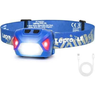 Lepro Stirnlampe LED Wiederaufladbar, USB C Kopflampe mit 6 Modi & Rotlicht 2000 Lux Superhell Kopflampe Stirnlampe, 6 Modi & Rotlicht, IPX4 Wasserdicht Stirnleuchte, Ideal für Camping&Joggen, Blau Lepro Stirnlampe LED Wiederaufladbar, USB C Kopflampe mit 6 Modi & Rotlicht 2000 Lux Superhell Kopflampe Stirnlampe, 6 Modi & Rotlicht, IPX4 Wasserdicht Stirnleuchte, Ideal für Camping&Joggen, Blau