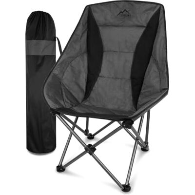 normani Faltbarer Campingstuhl inkl. Tragetasche gepolsterter Campingsessel bis 150 kg, gemütlicher Moonchair mit hoher Rückenlehne und Mesh-Einsatz Grau Einheitsgröße normani Faltbarer Campingstuhl inkl. Tragetasche gepolsterter Campingsessel bis 150 kg, gemütlicher Moonchair mit hoher Rückenlehne und Mesh-Einsatz Grau Einheitsgröße