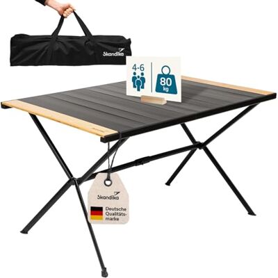 Skandika Campingtisch Tivaro Alu Campingtisch mit Holz, für 4 Personen, 80 kg Traglast, 120x80x70 cm, wasserfest, klappbar, leicht, einrollbare Tischplatte Falttisch für Garten, Camping, Angeln Skandika Campingtisch Tivaro Alu Campingtisch mit Holz, für 4 Personen, 80 kg Traglast, 120x80x70 cm, wasserfest, klappbar, leicht, einrollbare Tischplatte Falttisch für Garten, Camping, Angeln
