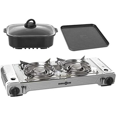BRUNNER Camping-Kocher Zweiflammig DEVIL DOUBLE GRILL für Gas-Kartuschen 2-in-1 Tisch Camping-Kocher Edelstahl Gasgrill & Gaskocher Gas-Kartuschen +Grillplatte +Bratpfanne Wohnwagen Wohnmobil Boot BRUNNER Camping-Kocher Zweiflammig DEVIL DOUBLE GRILL für Gas-Kartuschen 2-in-1 Tisch Camping-Kocher Edelstahl Gasgrill & Gaskocher Gas-Kartuschen +Grillplatte +Bratpfanne Wohnwagen Wohnmobil Boot