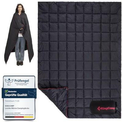 KingCamp Campingdecke, warme multifunktionale kompakte Reisedecke 175×135cm Outdoor Decke mit Druckknopf, wasserabweisend mit kleinem Packmaß, für Camping, Wandern, Reisen, Picknick und Auto, Schwarz KingCamp Campingdecke, warme multifunktionale kompakte Reisedecke 175×135cm Outdoor Decke mit Druckknopf, wasserabweisend mit kleinem Packmaß, für Camping, Wandern, Reisen, Picknick und Auto, Schwarz