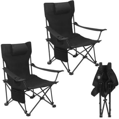 WOLTU - Campingstuhl 2er-Set - Schwarz - Tragbar - Klappstuhl WOLTU - Campingstuhl 2er-Set - Schwarz - Tragbar - Klappstuhl