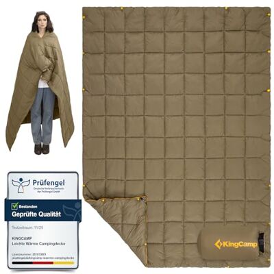 KingCamp Campingdecke, warme multifunktionale kompakte Reisedecke 175×135cm Outdoor Decke mit Druckknopf, wasserabweisend mit kleinem Packmaß, für Camping, Wandern, Reisen, Picknick und Auto, Oliv KingCamp Campingdecke, warme multifunktionale kompakte Reisedecke 175×135cm Outdoor Decke mit Druckknopf, wasserabweisend mit kleinem Packmaß, für Camping, Wandern, Reisen, Picknick und Auto, Oliv