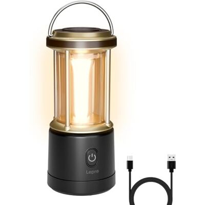 Lepro LED Campinglampe Wiederaufladbar, 2000 Lumen Dimmbar IPX4, Schwarz 5-Stufig Einstellbarer Scheinwerfer Notlicht mit Akku Powerbank geeignet für Stromausfälle, Wanderungen und andere Szenarien Lepro LED Campinglampe Wiederaufladbar, 2000 Lumen Dimmbar IPX4, Schwarz 5-Stufig Einstellbarer Scheinwerfer Notlicht mit Akku Powerbank geeignet für Stromausfälle, Wanderungen und andere Szenarien