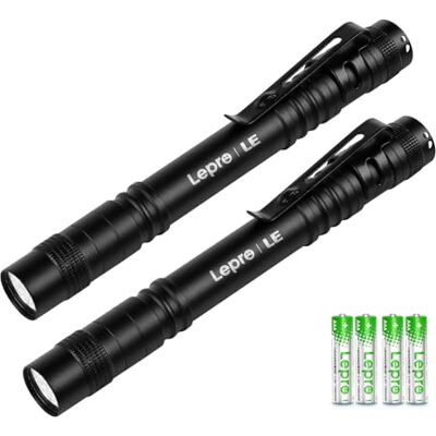Lepro Taschenlampe (2 Stück), Mini LED Stiftlampe mit 3 Modi, Schwarz IPX4 Stiftlampe, Handheld Taschenlampe Klein Inklusive 2 AAA-Batterien, perfekt für Inspektion, Arbeit, Reparatur Lepro Taschenlampe (2 Stück), Mini LED Stiftlampe mit 3 Modi, Schwarz IPX4 Stiftlampe, Handheld Taschenlampe Klein Inklusive 2 AAA-Batterien, perfekt für Inspektion, Arbeit, Reparatur
