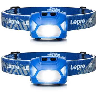 Lepro Stirnlampe Batterie,Kopflampe mit 6 Modi, Nicht Wiederaufladbar Kopflampe mit 6 Modi & Rotlicht, Batteriebetrieben Stirnlampen, IPX4 Wasserdicht, Ideal für Camping, Blau, 2 Stück Lepro Stirnlampe Batterie,Kopflampe mit 6 Modi, Nicht Wiederaufladbar Kopflampe mit 6 Modi & Rotlicht, Batteriebetrieben Stirnlampen, IPX4 Wasserdicht, Ideal für Camping, Blau, 2 Stück