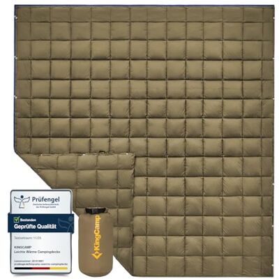 KingCamp Campingdecke,übergroße Outdoordecke warm multifunktional 213×203cm Outdoor Decke mit Druckknopf, wasserabweisend, kompaktes Packmaß für Camping, Wandern, Reisen, Picknick und Flugzeug, Oliv KingCamp Campingdecke,übergroße Outdoordecke warm multifunktional 213×203cm Outdoor Decke mit Druckknopf, wasserabweisend, kompaktes Packmaß für Camping, Wandern, Reisen, Picknick und Flugzeug, Oliv