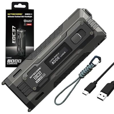 Nitecore EDC37 EDC37 Ultimate EDC-Taschenlampe: Doppelte Leistung – 8.000 Lumen x 8000mAh mit Eco-Sensa USB-C Ladekabel Nitecore EDC37 EDC37 Ultimate EDC-Taschenlampe: Doppelte Leistung – 8.000 Lumen x 8000mAh mit Eco-Sensa USB-C Ladekabel