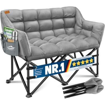 KESSER ® Campingsofa faltbar 3 Personen, 400kg Campingcouch breit gepolstert mit Seitentaschen & Tasche, Faltsofa, Campingstuhl für Indoor & Outdoor, Camping, Festival, Angeln & Garten, Grau KESSER ® Campingsofa faltbar 3 Personen, 400kg Campingcouch breit gepolstert mit Seitentaschen & Tasche, Faltsofa, Campingstuhl für Indoor & Outdoor, Camping, Festival, Angeln & Garten, Grau