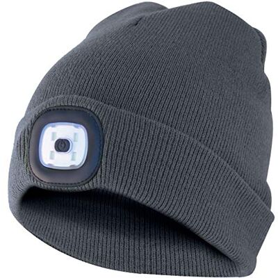 Velamp , Kappe mit LED-Frontleuchte, 100 Lumen, wiederaufladbar, waschbar, dunkelgrau Velamp , Kappe mit LED-Frontleuchte, 100 Lumen, wiederaufladbar, waschbar, dunkelgrau