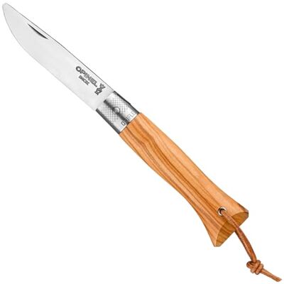 OPINEL Neo6 Opiflex Olivier traditionelles Taschenmesser Klinge 7 cm aus Edelstahl, Griff aus lackiertem Olivenholz mit mediterraner Körnung, OPIFLEX ohne Verriegelung, Lederriemen OPINEL Neo6 Opiflex Olivier traditionelles Taschenmesser Klinge 7 cm aus Edelstahl, Griff aus lackiertem Olivenholz mit mediterraner Körnung, OPIFLEX ohne Verriegelung, Lederriemen