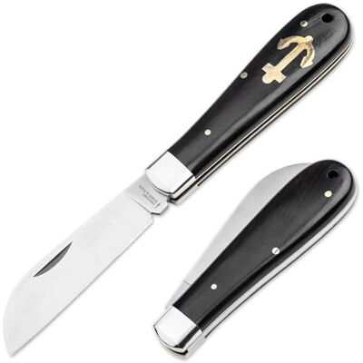 BÖKER HISTORY KNIFE & TOOL® Anchor Knife klassisches Ankermesser mit Edelstahl Sheepfoot Klinge 42a konformes Slipjoint EDC Zweihandmesser mit Ebenholz Griff klappbares Matrosenmesser mit Anker BÖKER HISTORY KNIFE & TOOL® Anchor Knife klassisches Ankermesser mit Edelstahl Sheepfoot Klinge 42a konformes Slipjoint EDC Zweihandmesser mit Ebenholz Griff klappbares Matrosenmesser mit Anker