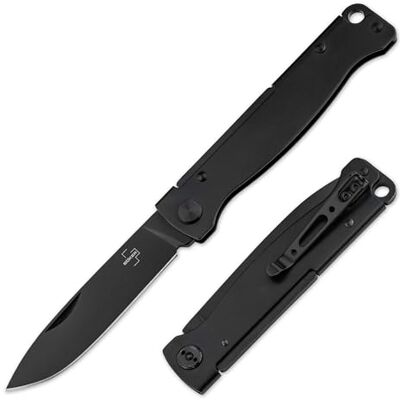 BÖKER PLUS Atlas All Black flaches EDC Zweihand Taschenmesser 42a-konform Schwarzes Vollmetall-Klappmesser, taktischer Look, 12C27-Klinge, Slipjoint, 50 g leicht, für Alltag, Arbeit & Freizeit BÖKER PLUS Atlas All Black flaches EDC Zweihand Taschenmesser 42a-konform Schwarzes Vollmetall-Klappmesser, taktischer Look, 12C27-Klinge, Slipjoint, 50 g leicht, für Alltag, Arbeit & Freizeit