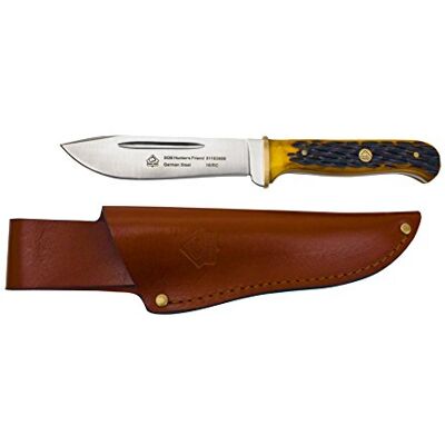 Puma – Hunter's Friend Feststehendes Jagdmesser Griffschalen aus Jigged Bone 120mm Drop-Point Klinge aus deutschem Stahl (1.4116, 55-57 HRC) Inklusive Lederscheide (Art.Nr.: 6116398B) Puma – Hunter's Friend Feststehendes Jagdmesser Griffschalen aus Jigged Bone 120mm Drop-Point Klinge aus deutschem Stahl (1.4116, 55-57 HRC) Inklusive Lederscheide (Art.Nr.: 6116398B)