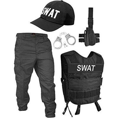 normani Faschingskostümset SWAT Set mit Weste, Rangerhose, Cap, Handschellen und Holster normani Faschingskostümset SWAT Set mit Weste, Rangerhose, Cap, Handschellen und Holster