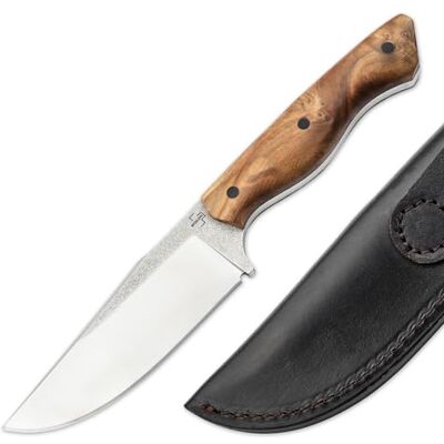 BÖKER PLUS® Overnighter Bushcraft-Messer feststehend mit Holz-Griff EDC Fulltang Jagdmesser mit 11,7 cm Clippoint Klinge Outdoormesser mit Leder-Scheide Pfadfinder Fahrtenmesser 42a konform BÖKER PLUS® Overnighter Bushcraft-Messer feststehend mit Holz-Griff EDC Fulltang Jagdmesser mit 11,7 cm Clippoint Klinge Outdoormesser mit Leder-Scheide Pfadfinder Fahrtenmesser 42a konform