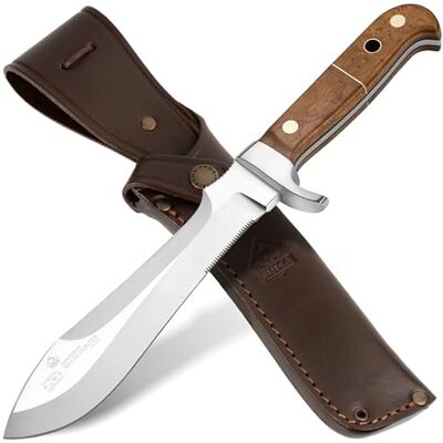 Puma White Hunter Leopard das legendäre Jagdmesser handgefertigt in Solingen Griff aus echtem Pfirsichwurzelholz 155mm Klinge, Gesamtlänge 270mm Vollerl mit Sattellederscheide Puma White Hunter Leopard das legendäre Jagdmesser handgefertigt in Solingen Griff aus echtem Pfirsichwurzelholz 155mm Klinge, Gesamtlänge 270mm Vollerl mit Sattellederscheide
