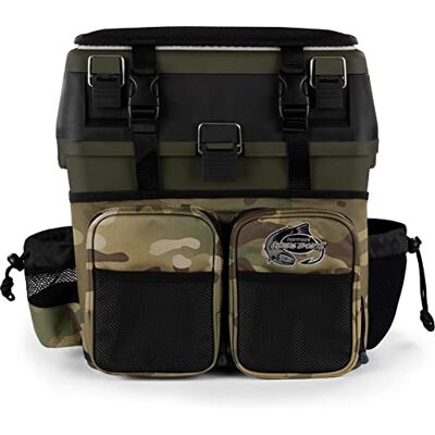 normani Angelkoffer Angelbox Angeltasche gepolsterte Sitzkiepe Sitzfunktion Gerätekasten mit Rucksackfunktion und aufgesetzten Taschen inklusive 4 Tackle-Boxen für Angelzubehör Multitarn Einheitsgröße normani Angelkoffer Angelbox Angeltasche gepolsterte Sitzkiepe Sitzfunktion Gerätekasten mit Rucksackfunktion und aufgesetzten Taschen inklusive 4 Tackle-Boxen für Angelzubehör Multitarn Einheitsgröße