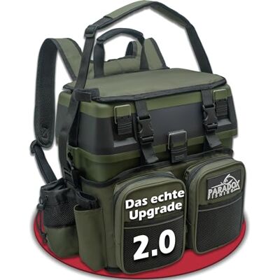 Paradox Fishing 3-in-1 Multifunktions-Sitzkiepe I Angelrucksack I Angeltasche Angelkoffer mit Sitz Angelkoffer- viel Platz für Angelzubehör (schwarz/grün) Paradox Fishing 3-in-1 Multifunktions-Sitzkiepe I Angelrucksack I Angeltasche Angelkoffer mit Sitz Angelkoffer- viel Platz für Angelzubehör (schwarz/grün)