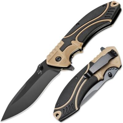 BÖKER PLUS® Advance Desert Pro taktisches Einhandmesser mit Flipper & Daumenpin Einsatz Taschenmesser mit Nylon Griff schwarz-braun Profi Klappmesser mit schwarzer 9,5 cm Dropppoint D2 Klinge BÖKER PLUS® Advance Desert Pro taktisches Einhandmesser mit Flipper & Daumenpin Einsatz Taschenmesser mit Nylon Griff schwarz-braun Profi Klappmesser mit schwarzer 9,5 cm Dropppoint D2 Klinge