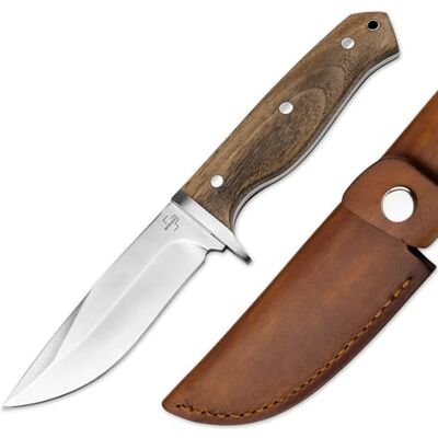 BÖKER PLUS Walnut Drop Bushcraft Messer feststehend 42a-konform 10,8 cm Fahrtenmesser mit 14C28N Drop-Point-Klinge rostfrei, Full-Tang, Walnussholzgriff, Parierelement, Lederscheide, Jagd & Outdoor BÖKER PLUS Walnut Drop Bushcraft Messer feststehend 42a-konform 10,8 cm Fahrtenmesser mit 14C28N Drop-Point-Klinge rostfrei, Full-Tang, Walnussholzgriff, Parierelement, Lederscheide, Jagd & Outdoor