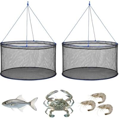 VEVOR Faltbare Köderfischreusen 2er-Set, Tragbare Fishfallen zum Hochziehen von Krabben und Fischen, Krabbensenke mit Seilen, Ködertaschen und Tragetasche, für Elritzen Flusskrebse Garnelen Krabben VEVOR Faltbare Köderfischreusen 2er-Set, Tragbare Fishfallen zum Hochziehen von Krabben und Fischen, Krabbensenke mit Seilen, Ködertaschen und Tragetasche, für Elritzen Flusskrebse Garnelen Krabben
