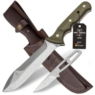 Puma – HUNT TO SURVIVE Waidbesteck Frischling & Keiler – Jagd- & Outdoormesser Set – Keiler aus 1.4116 Stahl & Frischling aus Böhler N695 – Kombi-Sattellederscheide Gefertigt in Solingen Puma – HUNT TO SURVIVE Waidbesteck Frischling & Keiler – Jagd- & Outdoormesser Set – Keiler aus 1.4116 Stahl & Frischling aus Böhler N695 – Kombi-Sattellederscheide Gefertigt in Solingen